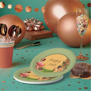 Plato De Papel Ardilla y naturaleza con texto personalizable