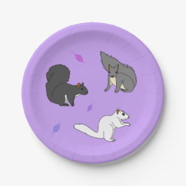Plato De Papel Ardillas moradas