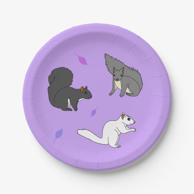 Plato De Papel Ardillas moradas (Anverso)