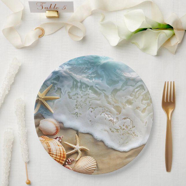 Plato De Papel Arena y mar (Boda)