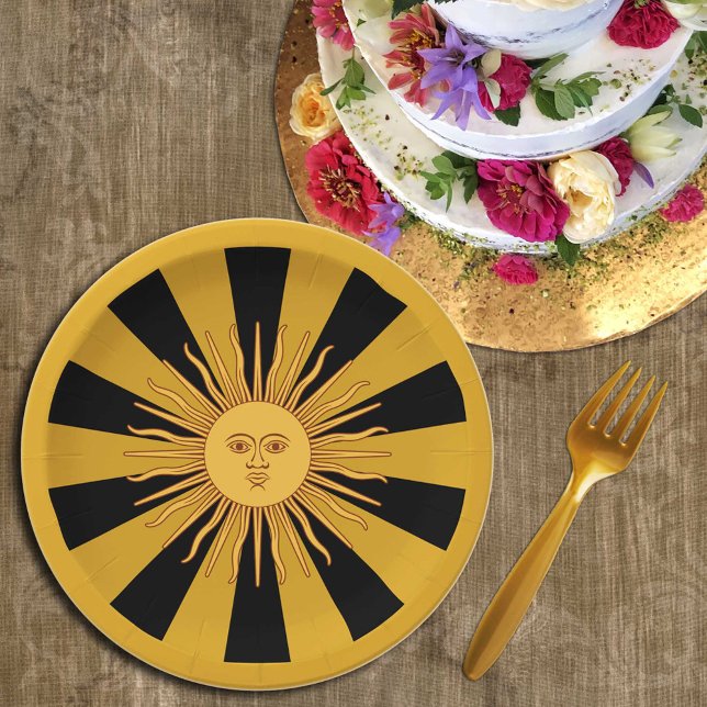 Plato De Papel Argentina Golden Sun, Sol de Mayo Classic Round (Subido por el creador)