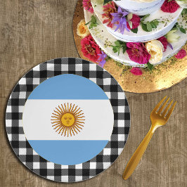 Plato De Papel Argentina Plate, plataforma de búfalos y bandera a