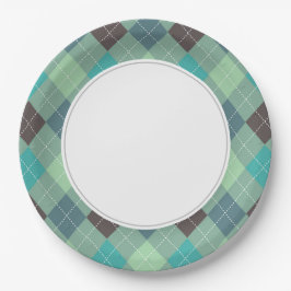 Plato De Papel Argyle azul