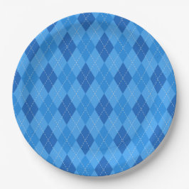 Plato De Papel Argyle Blue diamonds with thin dotted line