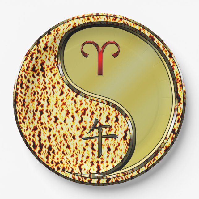 Plato De Papel Aries & Caballo de Metal (Anverso)