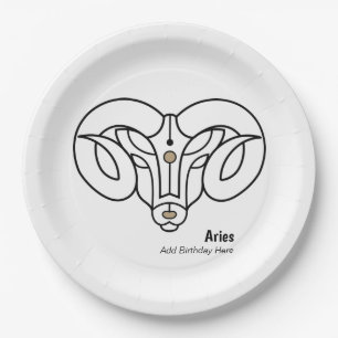 Plato De Papel Aries el carnero zodiaco personalizado