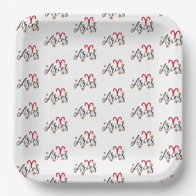 Plato De Papel Aries Horoscope Cumpleaños (Anverso)