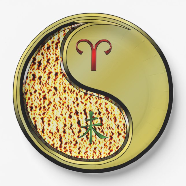 Plato De Papel Aries y Cabra de Metal (Anverso)