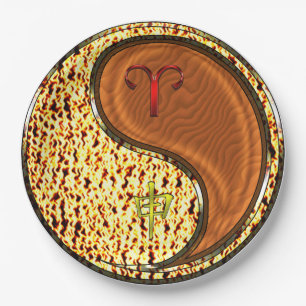 Plato De Papel Aries y Mono de Madera