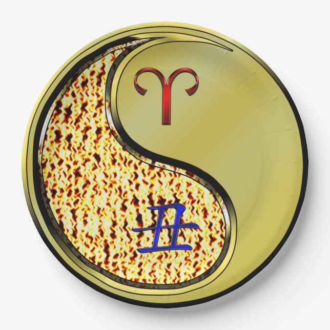 Plato De Papel Aries y Ox Metalizado (Anverso)