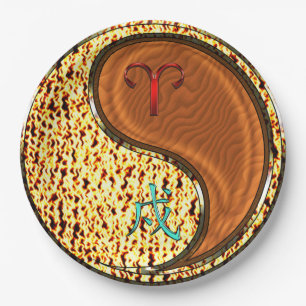 Plato De Papel Aries y Perro de Madera