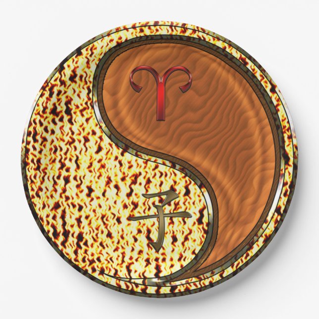 Plato De Papel Aries y Rata de Madera (Anverso)