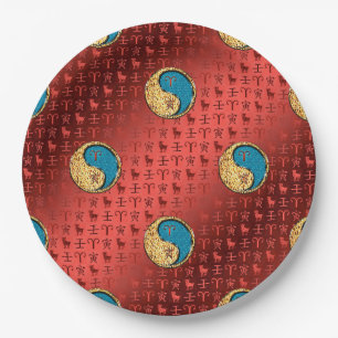 Plato De Papel Aries y Tigre de agua