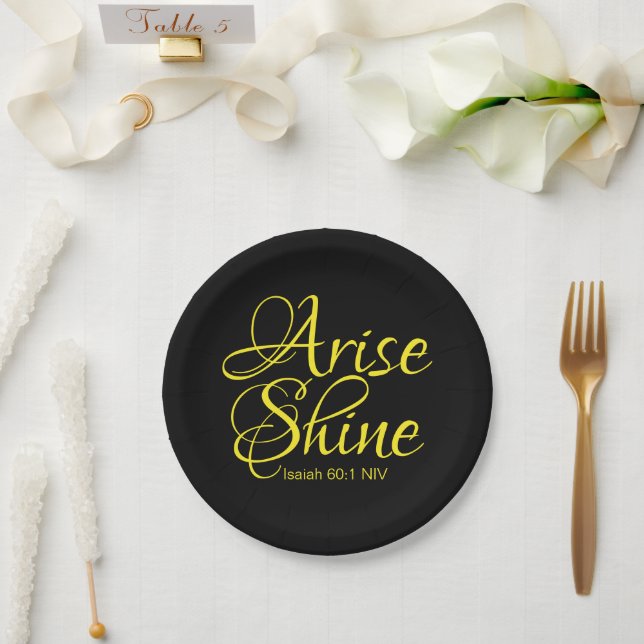 Plato De Papel Arise inspiradora y Shine Faith Black (Boda)