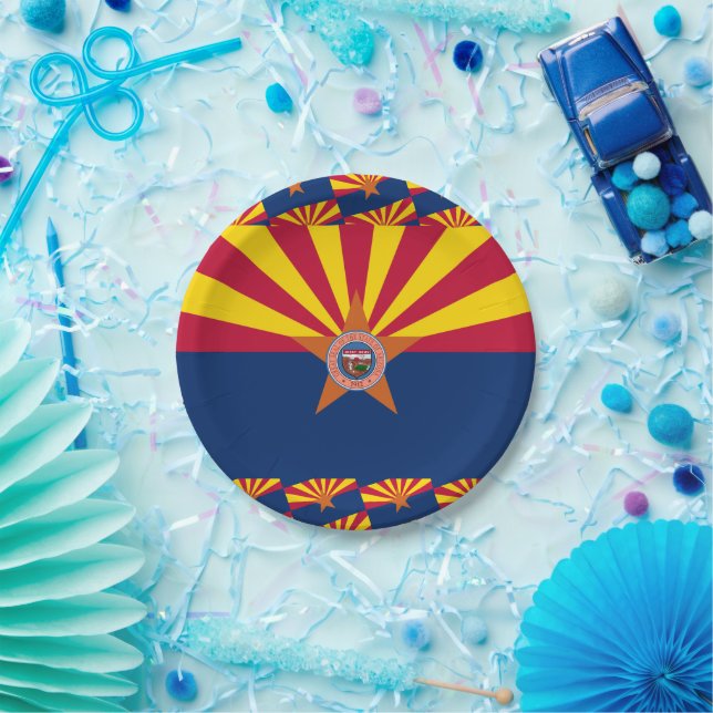 Plato De Papel Arizonan Flag & Seal, Flag of Arizona (Fiesta)