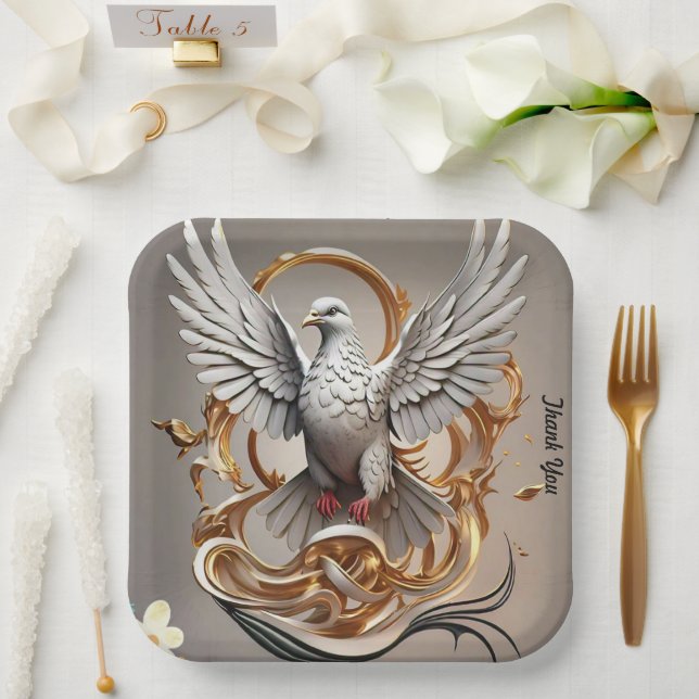 Plato De Papel "Armonía blanca negra" (Boda)