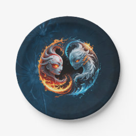 Plato De Papel Armonía elemental, yin y yang de la naturaleza.