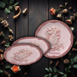 Plato De Papel Armonía en rosa, un majestuoso y estilizado trinqu