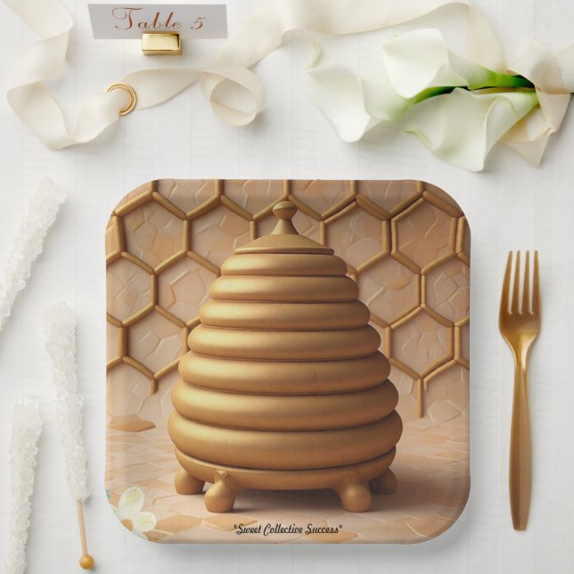 Plato De Papel "Armonía hexagonal" (Boda)