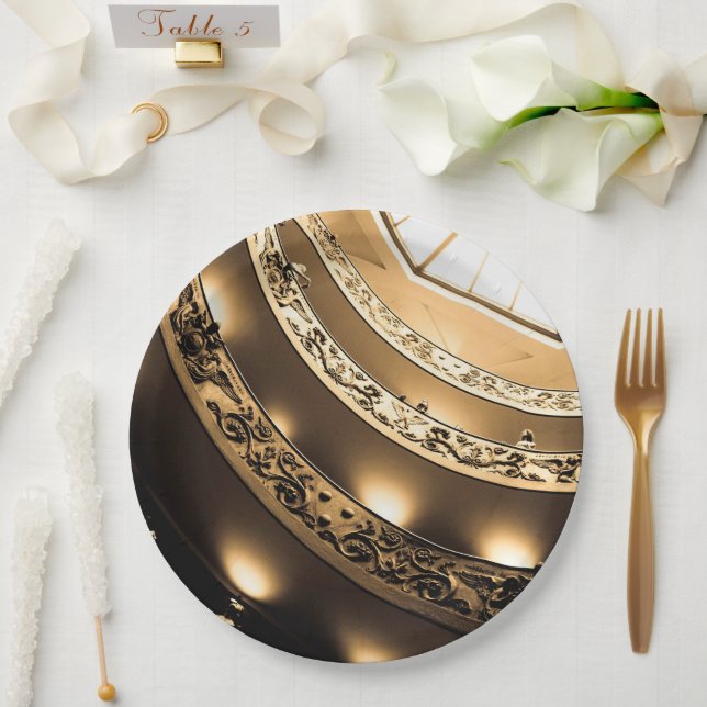 Plato De Papel Arquitectura sepia (Boda)