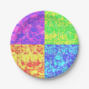 Plato De Papel Arreglo de burbujas de arte pop arcoiris