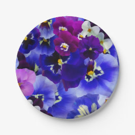 Plato De Papel Arreglo de las flores azules