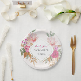 Plato De Papel Arreglo floral de color de agua moderno Boho