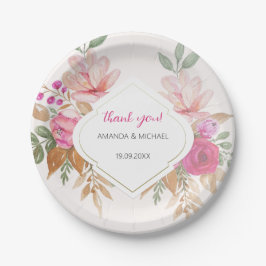 Plato De Papel Arreglo floral de color de agua moderno Boho