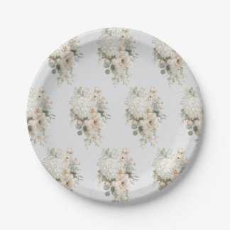 Plato De Papel Arreglos de Flores de Marfil Sticker – Floral Eleg