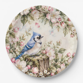 Plato de papel arrendajo azul