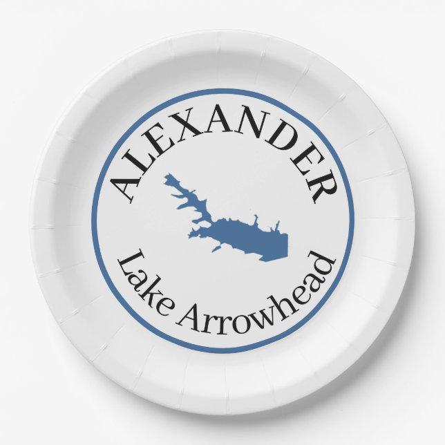 Plato De Papel Arrowhead de Lago Personalizado (Anverso)