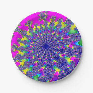 Plato De Papel Arroz arcoiris rosa