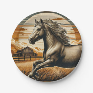 Plato De Papel Arroz/caballo vintage/occidente