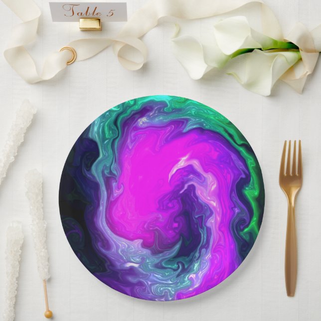 Plato De Papel Arsty Swirl Design (Boda)