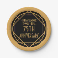 Art Deco Nombres 75 años Aniversario Oro Negro