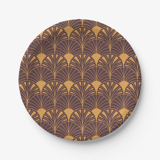 Plato De Papel Art Deco pattern with fan-shaped motifs  (Anverso)