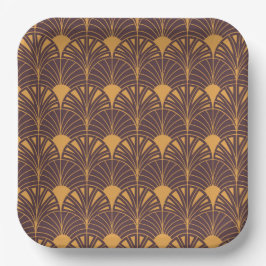 Plato De Papel Art Deco pattern with fan-shaped motifs 