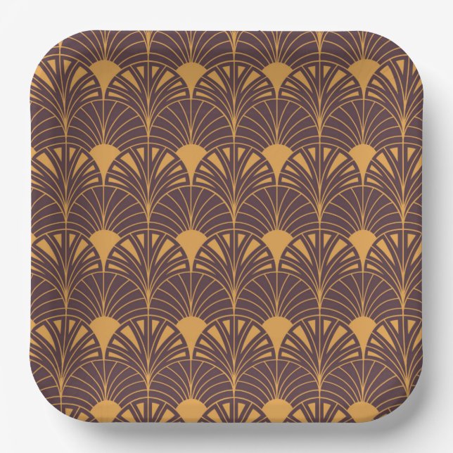 Plato De Papel Art Deco pattern with fan-shaped motifs  (Anverso)