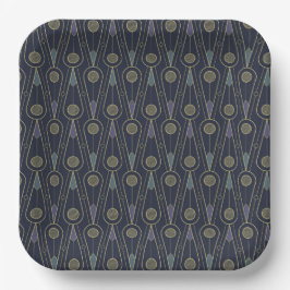 Plato De Papel Art Deco pattern with geometric shapes in gold