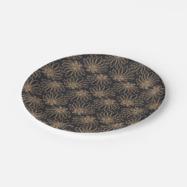 Plato De Papel Art Deco pattern with gold floral motifs 