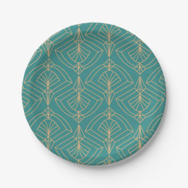Plato De Papel Art Deco pattern with gold geometric shapes 