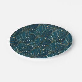 Plato De Papel Art Deco pattern with gold geometric shapes