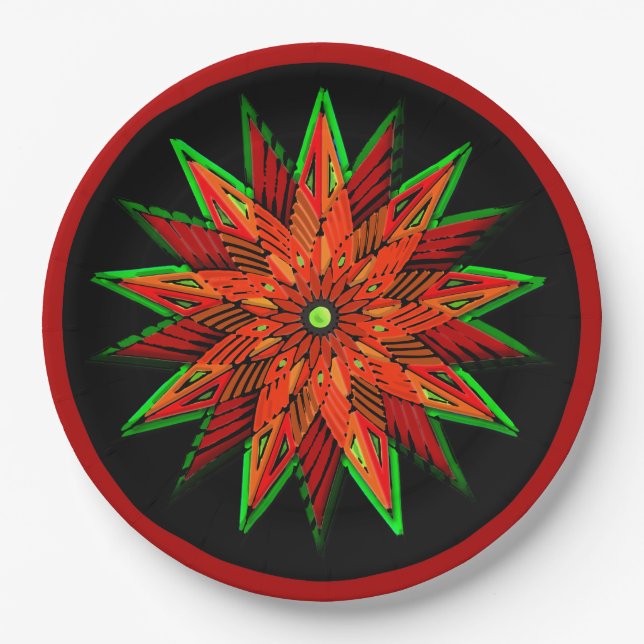 Plato De Papel Art Deco Poinsettia WOW (Anverso)