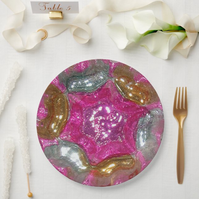 Plato De Papel Art Glass Art Deco Yummy Boda de joyas rosas cena (Boda)
