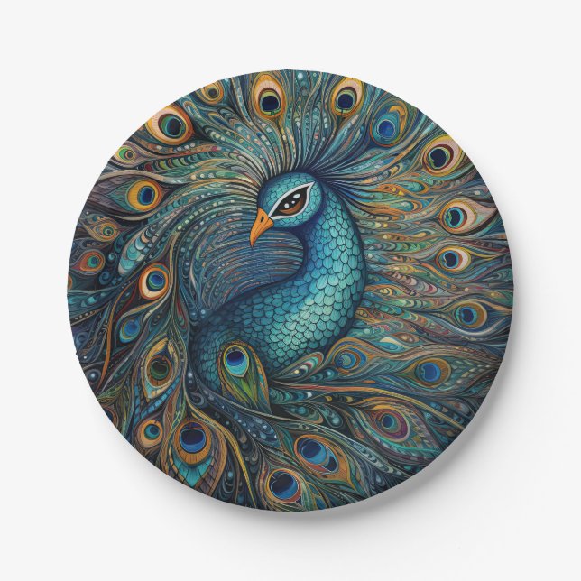 Plato De Papel Art Nouveau de Peacock (Anverso)
