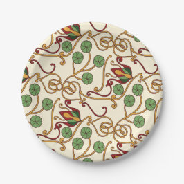 Plato De Papel Art Nouveau-inspired floral design