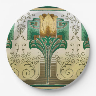 Plato De Papel Art Nouveau Tulip Motif Boda vacaciones de cumplea