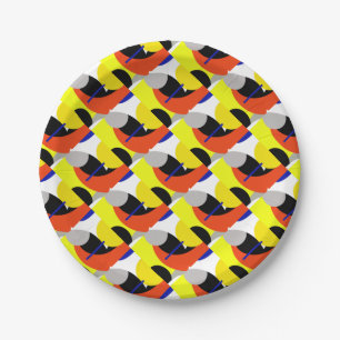 Plato De Papel Arte abstracto amarillo rojo azul