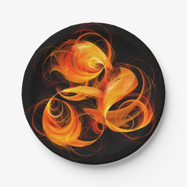 Plato De Papel Arte abstracto de bola de fuego (Anverso)