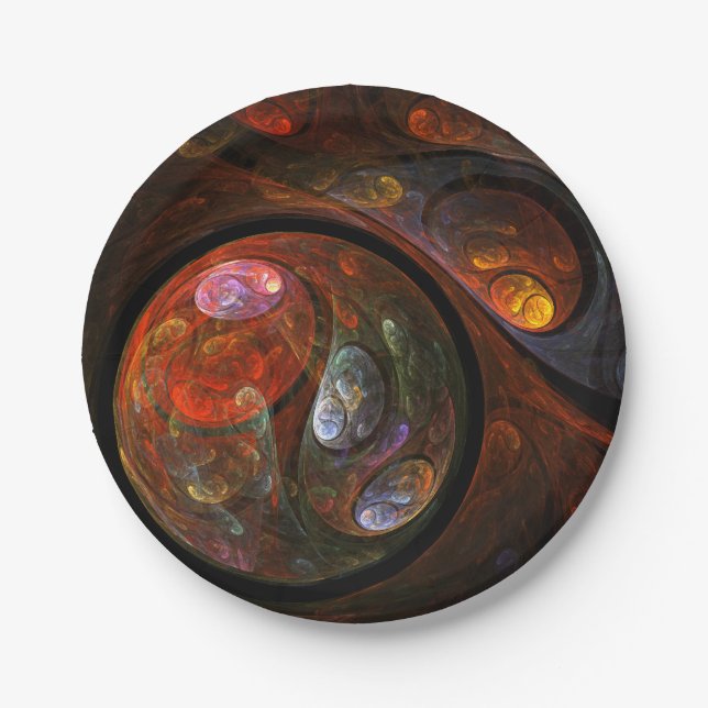 Plato De Papel Arte abstracto de conexión fluida (Anverso)